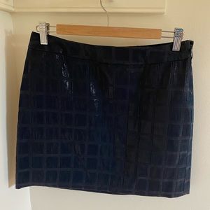 Shiny dark navy blue Gap mini skirt.